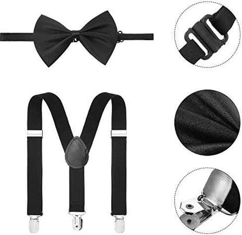 WILLBOND 8 Pieces Old Man Costume Grandpa Costume, Wig Walking Cane Glasses Faux Eyebrows Artificial Mustache Suspenders Bow Tie(Silver White) in Saudi Arabia