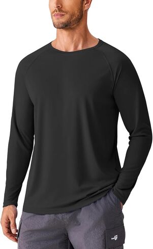 PINSPARK Men's Swim Shirt Quick-Dry Long Sleeve Rash Guard for Men UPF 50+ Light Pullover Sun Protection UV Fishing Shirts in Kuwait