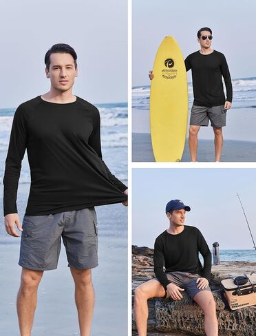 PINSPARK Men's Swim Shirt Quick-Dry Long Sleeve Rash Guard for Men UPF 50+ Light Pullover Sun Protection UV Fishing Shirts in Kuwait