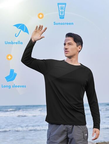 PINSPARK Men's Swim Shirt Quick-Dry Long Sleeve Rash Guard for Men UPF 50+ Light Pullover Sun Protection UV Fishing Shirts in Kuwait