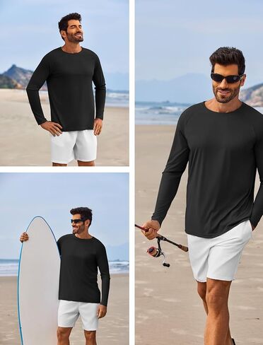 PINSPARK Men's Swim Shirt Quick-Dry Long Sleeve Rash Guard for Men UPF 50+ Light Pullover Sun Protection UV Fishing Shirts in Kuwait