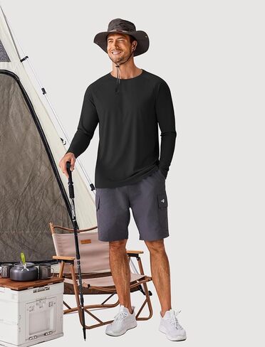 PINSPARK Men's Swim Shirt Quick-Dry Long Sleeve Rash Guard for Men UPF 50+ Light Pullover Sun Protection UV Fishing Shirts in Kuwait