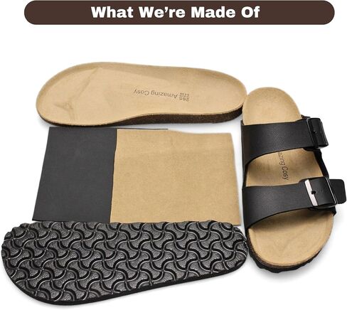 Cork Footbed Slide Sandals for Women, Arch Support Adjustable Buckle Cushioned Sandals, Comfy Summer Essentials in Saudi Arabia