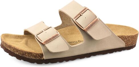 Cork Footbed Slide Sandals for Women, Arch Support Adjustable Buckle Cushioned Sandals, Comfy Summer Essentials in Saudi Arabia