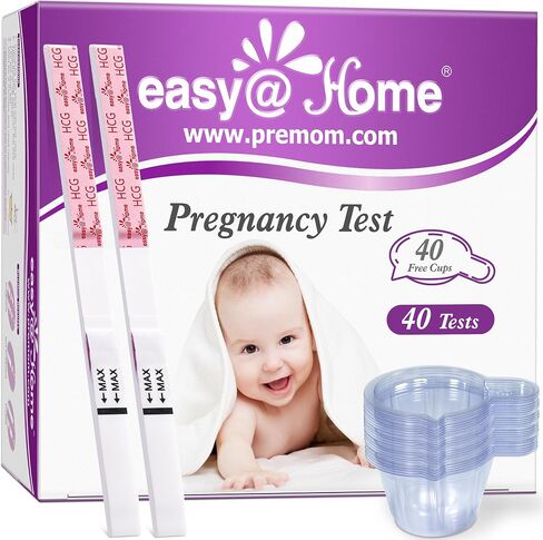 Easy@Home Pregnancy Test Strips: 20-HCG Tests with 20 Large Urine Cups| Accurate & Clear Detection in Saudi Arabia