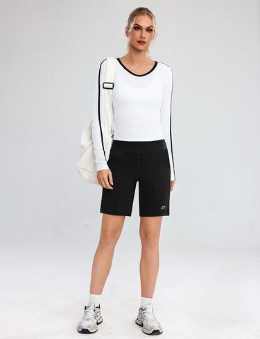 Quenteen Bermuda Shorts for Women 9" Knee Length Athletic Sweat Shorts High Waisted Yoga Jogger in Kuwait