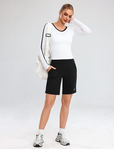 Quenteen Bermuda Shorts for Women 9" Knee Length Athletic Sweat Shorts High Waisted Yoga Jogger in Kuwait