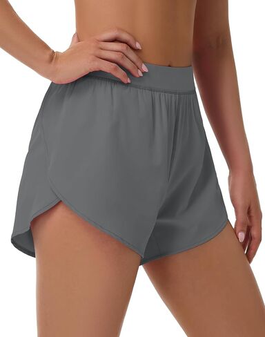 Women's Dolphin Runing Shorts - 4" High Waisted Athletic Workout Gym High Split Shorts Lightweight Quick Dry with Liner in Kuwait