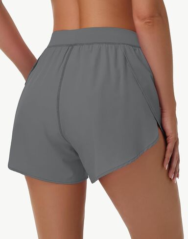 Women's Dolphin Runing Shorts - 4" High Waisted Athletic Workout Gym High Split Shorts Lightweight Quick Dry with Liner in Kuwait