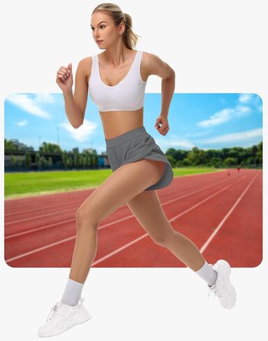 Women's Dolphin Runing Shorts - 4" High Waisted Athletic Workout Gym High Split Shorts Lightweight Quick Dry with Liner in Kuwait