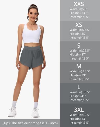 Women's Dolphin Runing Shorts - 4" High Waisted Athletic Workout Gym High Split Shorts Lightweight Quick Dry with Liner in Kuwait