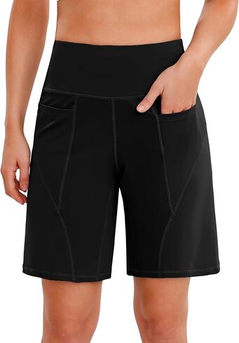 Quenteen Bermuda Shorts for Women 9" Knee Length Athletic Sweat Shorts High Waisted Yoga Jogger in Kuwait