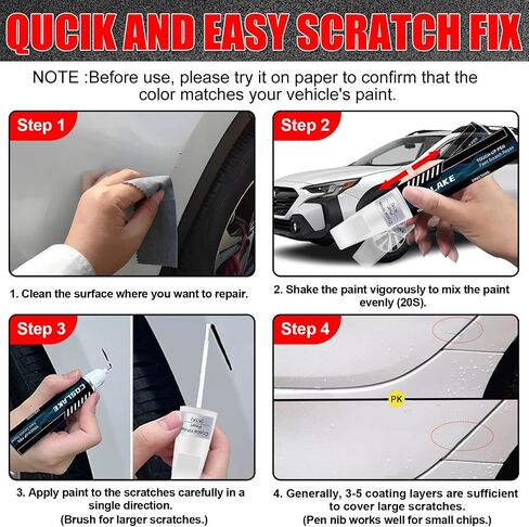 Car Touch Up Paint (Crystal White Pearl (K1x)) لـ Subaru ، مجموعة إصلاح خدش الطلاء ، حل سريع وسهل للإصلاح ، 2 في 1 قلم مزيل الخدش مع ألوان مطابقة للألوان in Kuwait