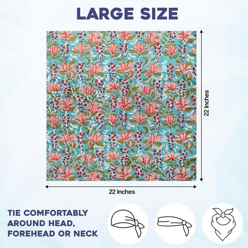 AVKA Studio Bandanas for Women, Men, Unisex - 22"x22" - 2 Pack, 100% Cotton, Soft Printed Bandana for Head, Hair, Neck in Saudi Arabia