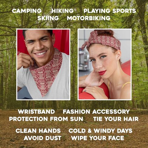 AVKA Studio Bandanas for Women, Men, Unisex - 22"x22" - 2 Pack, 100% Cotton, Soft Printed Bandana for Head, Hair, Neck in Saudi Arabia