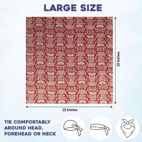 AVKA Studio Bandanas for Women, Men, Unisex - 22"x22" - 2 Pack, 100% Cotton, Soft Printed Bandana for Head, Hair, Neck in Saudi Arabia