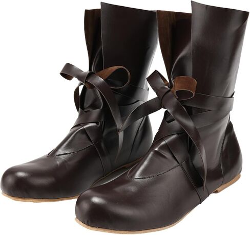 Mens Medieval Renaissance Cosplay Boots Mid Boots Pirate Viking Tied Shoes for Halloween Cosplay in Kuwait