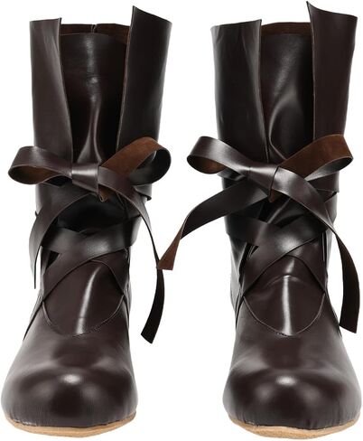 Mens Medieval Renaissance Cosplay Boots Mid Boots Pirate Viking Tied Shoes for Halloween Cosplay in Kuwait