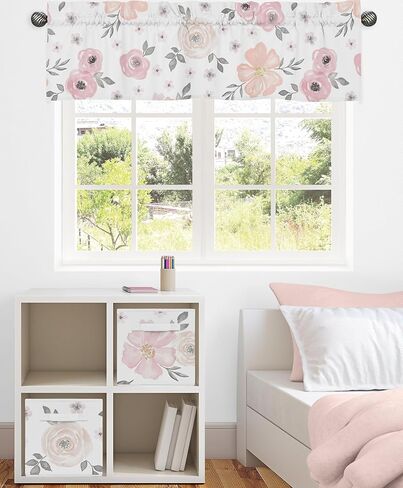 Sweet Jojo Designs Floral Leaf Window Treatment Valance - Green and White Boho Watercolor Botanical Woodland Tropical Garden in Saudi Arabia