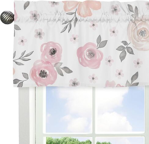 Sweet Jojo Designs Floral Leaf Window Treatment Valance - Green and White Boho Watercolor Botanical Woodland Tropical Garden in Saudi Arabia