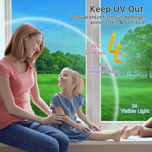 Window Film Heat Blocking One Way Window Privacy Film See Out Not in Blue Silver 17.7"X118" Home Window Tint Film Sun Blocking Heat Reflective Removable Windows Sticker for Balcony Office Car House in Kuwait