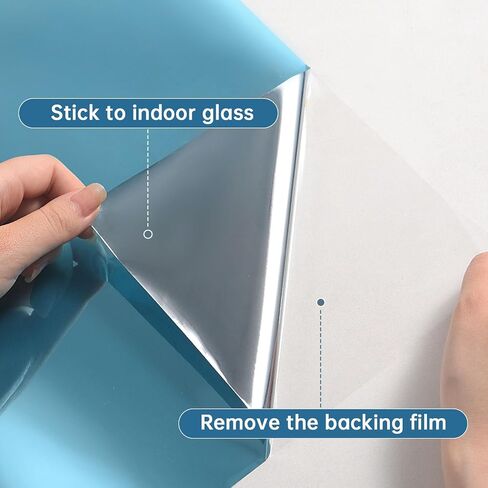 Window Film Heat Blocking One Way Window Privacy Film See Out Not in Blue Silver 17.7"X118" Home Window Tint Film Sun Blocking Heat Reflective Removable Windows Sticker for Balcony Office Car House in Kuwait