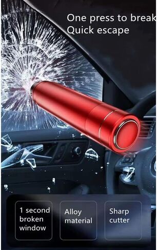 HHXS Car Window Breaker Breaker Cutter Cutter Cutter Cutter ، Hammer Glass Breaker Under Water Safety Hammer Emergent Escape Closp Breaker Hammer للسيارة (أحمر) in Kuwait
