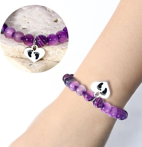 Heart Stone Bracelet for Mom, Mother's Day Birthday Valentine's Day Christmas Gift from Son Daughter in Kuwait