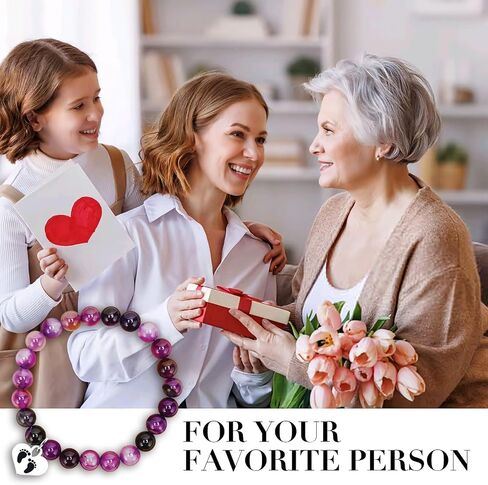 Heart Stone Bracelet for Mom, Mother's Day Birthday Valentine's Day Christmas Gift from Son Daughter in Kuwait