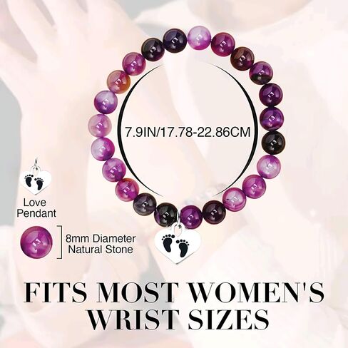 Heart Stone Bracelet for Mom, Mother's Day Birthday Valentine's Day Christmas Gift from Son Daughter in Kuwait