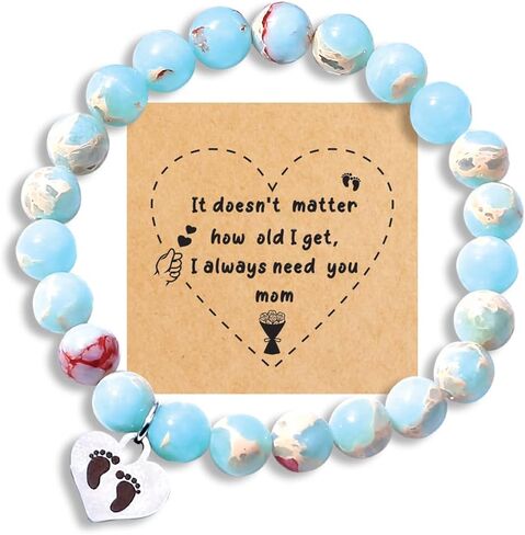 Heart Stone Bracelet for Mom, Mother's Day Birthday Valentine's Day Christmas Gift from Son Daughter in Kuwait