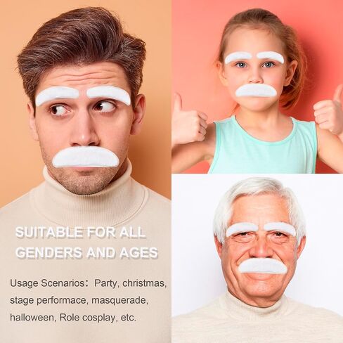 Old Man Mustache and Eyebrow 100 Days of School Costume Accessories Fake Beard Grandpa Mustache Costume Facial Hair in Kuwait