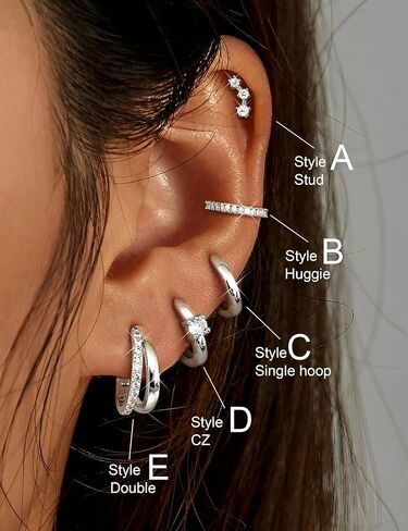 أقراط ذهبية في Sanfenly Gold Hoop أقراط للنساء الأقراط اللذيذة من الذهب 14 كيلو مقعد بأقراط صغيرة مزدوجة الذهب الفضة الأقراط للنساء in Kuwait