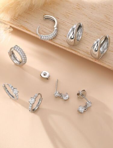 أقراط ذهبية في Sanfenly Gold Hoop أقراط للنساء الأقراط اللذيذة من الذهب 14 كيلو مقعد بأقراط صغيرة مزدوجة الذهب الفضة الأقراط للنساء in Kuwait