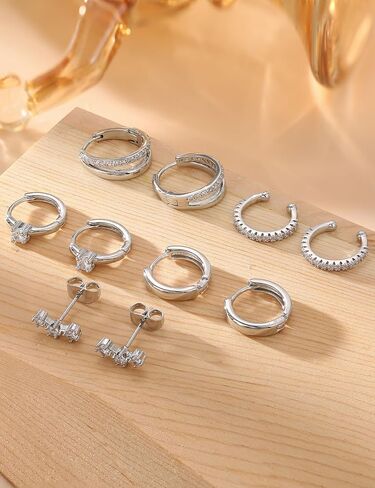 أقراط ذهبية في Sanfenly Gold Hoop أقراط للنساء الأقراط اللذيذة من الذهب 14 كيلو مقعد بأقراط صغيرة مزدوجة الذهب الفضة الأقراط للنساء in Kuwait
