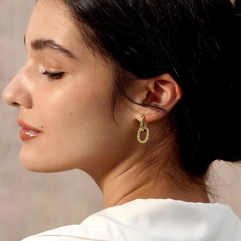 Moodear Trendy Chunky Hoop Earrings for Women - Dainty 14K Gold Plated Thinck Open Hoops Hypoallergenic Lightweight Earring Jewelry Gift in Saudi Arabia