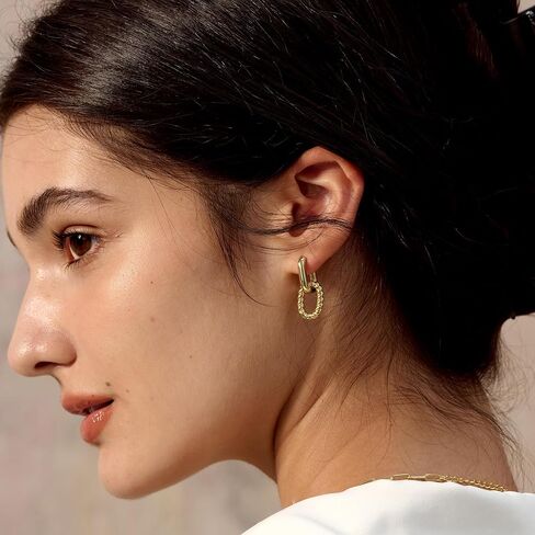 Moodear Trendy Chunky Hoop Earrings for Women - Dainty 14K Gold Plated Thinck Open Hoops Hypoallergenic Lightweight Earring Jewelry Gift in Saudi Arabia