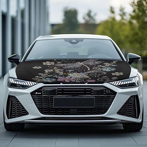 Renewold Patriotic Eagle Front Hood Cover for Car Sedan Small SUV Truck 250th Anniversary USA Easy Install Auto Hood Wrap Blanket Full Exterior Covers Indoor Outdoor Decor for Festival Street Party in Saudi Arabia