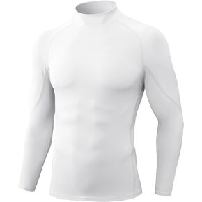 Queerier Men's Turtleneck Compression Shirts Long Sleeve Mock Thermal Base Layer Top Athletic Cool Dry Sports Undershirts