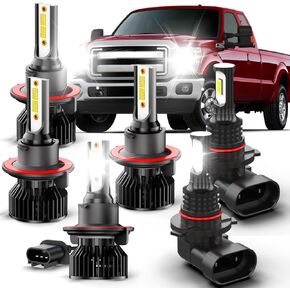 تناسب Ford F250 F350 F450 F550 Super Duty 2005-2022 مصابيح المصابيح الأمامية LED ، 9008 +H13 LED مصابيح شعاع عالية ومنخفضة +9145 مصابيح الضباب ، سطوع 500 ٪ ، 6000K أبيض ، IP68 ، مع المروحة والتوصيل والتشغيل ، 6 حزمة