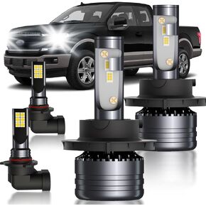 لمصابيح LED Ford F150 2004-2014 Combo ، 4pcs فائقة السوبر بيضاء منخفضة منخفضة وأضواء الضباب حزمة LED