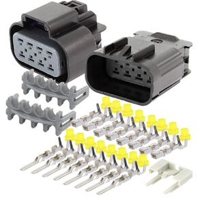 12-Pin GT280 Series 25Amps (GT 280 Series) Male and Female Sealed Connector Set, Wire Gauge 16 18 20 AWG
