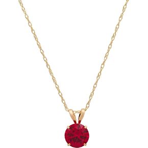 مجموعة RubazzlingRock Round Round Round 6 مم من Ruby Women Solitaire قلادة في الذهب الأصفر الصلب 10K