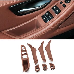 7PCS Door Handle for BMW 5 Series F10 F11 Driver Side Front Left Armrest Window Lift Switch Passenger Door Cover Inside Pull Handle Replacement for BMW 520 523 525 528 535 (Black)