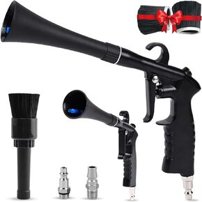 Car Cleaning Gun,High Pressure Air Blow Gun,Fast Interior Dryer Car Detailing Kit,Car Detailing Tools for Quickly Blowing Dust and Dirt Away Working with Compressed Air(2 MORE REPLACEMENT BRUSH HEADS)