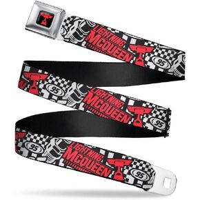 حزام حزام حزام حزام حزام حزام المقعد البرق البرق McQueen Racing Collage White Black Red Mens Womens Kids قابل للتعديل