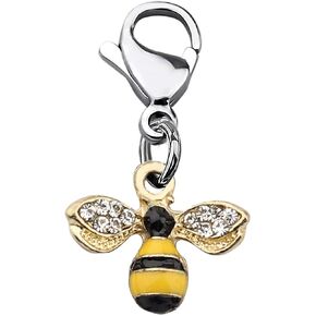 Feltmem Little Honeybee Zipper Pull - Clate Crystal Yellow Bee Pendant Clip على السحر - هدية لمحبي النحل أو مربي النحل