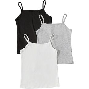 Milumia Girl's 3 Piece Cami Top Spaghetti Straps Solid Slim Fitted Casual Tops