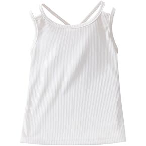 WDIRARA Girl's Criss Cross Sleeveless Rib Knit Cami Top Summer Spaghetti Strap Camisole