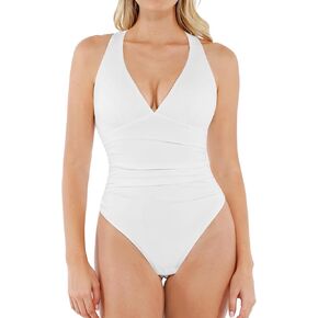 Popilush Bodysuits for Women Tummy Control Halter Tops V Neck Ruched Shapewear Body Suits Concert Outfits
